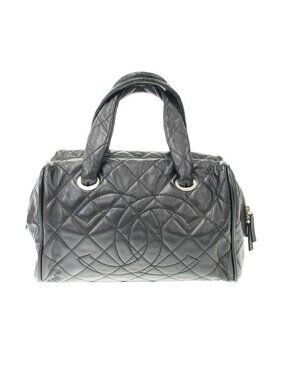 Chanel Quilted Caviar Leather Mini Boston Bag Black